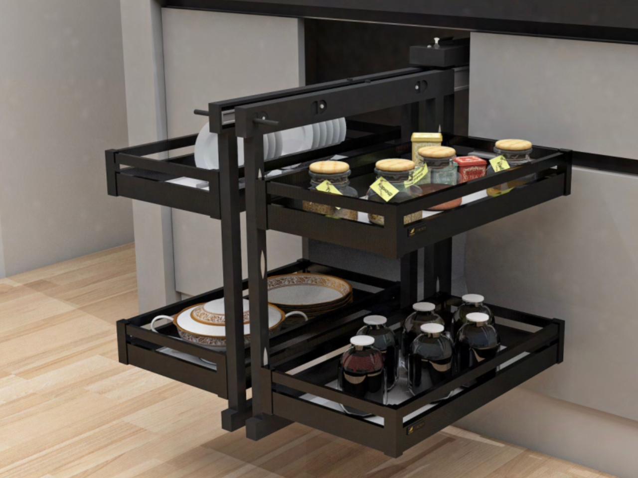MAGIC CORNER BLACK SATIN